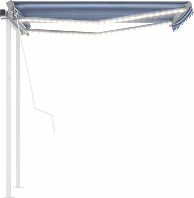 Obrázek produktu pro automatická markýza vidaXL s LED a větrným senzorem 3x2,5 cm modrá a bílá