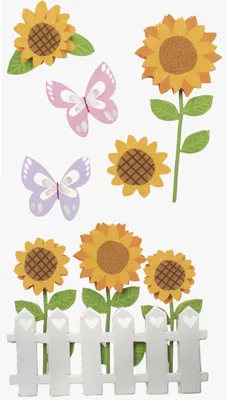 Produktbild von Sticker-Etikett Sonnenblumen 5 Stück bunt Packung mit 6 Stück