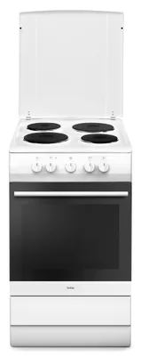 Produktbild von Amica SHE 11511 W Elektroherd, Weiß, 66 l Volumen, 50 cm Breite, , Ober-/Unterhitze, 4 Kochfelder, Hitzeschutz-TÃ1/4r