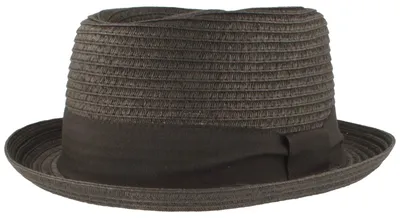 Pork Pie Bortenhut aus 100% Papierstroh mit breitem Ripsband von Hut-Breiter in schwarz