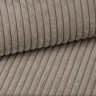 Image de Canapé d'angle avec fonction de couchage et lit, canapé d'angle BEST tissu Poso cordon épais plusieurs couleurs beige foncé droite