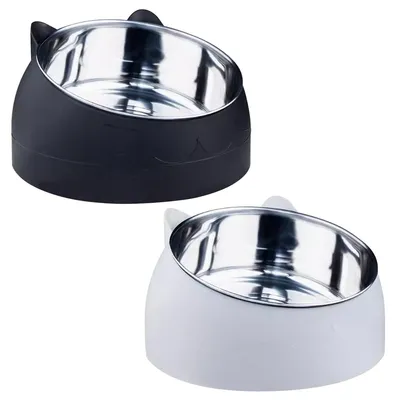 Produktbild von Katzennapf Futternapf Edelstahl - 15 Grad - 400 ml - 2er Set