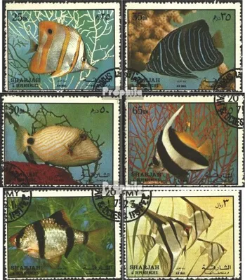 Produktbild von Briefmarken Sharjah 1972 Mi 1194A-1199A (kompl.Ausg.) gestempelt Fische