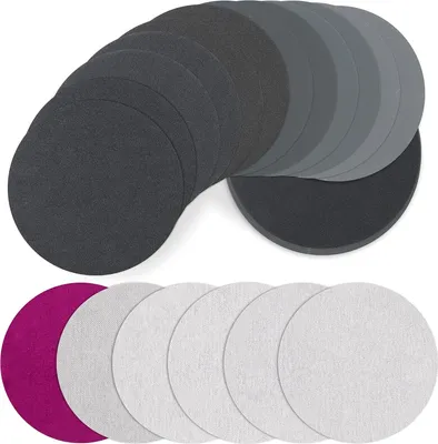 Produktbild von 24 Stück Schleifpapier 125mm Klett, Körnung 1000/1500/2000/3000/4000/5000 Schleifpad Rund Ohne Loch Nasse Trockene Schleifscheiben Exzenterschleifer Set für Auto Metall Holz 30