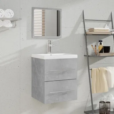 Produktbild von "Winter Sale" Badschrank mit Spiegel Betongrau 41x38,5x48 cm - Badezimmerschränke Design Neu759469