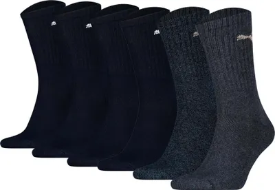 Produktbild von PUMA Unisex Sportsocken, 6er Pack - Tennissocken, Crew Sport Socken, einfarbig (2x 3 Paar) Blau-Mix 43-46