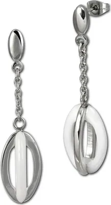 Produktbild von Amello Damen Edelstahl Keramik silberfarben weiß glänzend Ohrschmuck D2ESOX09W