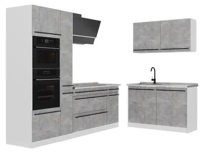 Productafbeelding van Hoekkeuken Vicco R-Line Beton/Wit 230 x 120 cm marmer werkblad, Model 67507