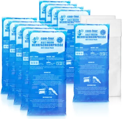 Produktbild von com-four® 10x Große Mehrfach-Kompresse 29 x 12 cm mit Vlies-Hülle, Warm und Kaltkompressen, Kühlpads - Kühlpack mikrowellengeeignet - Germany