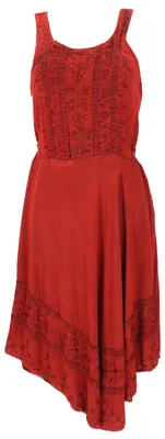 Produktbild von Besticktes Boho Sommerkleid, Midikleid, Indisches Hippie Kleid - Rot, Damen, Viskose, Kleider
