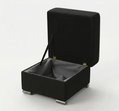 Image de Tabouret moderne Banc repose-pieds rembourré Tabouret d'angle en noir Ottomane Tabouret