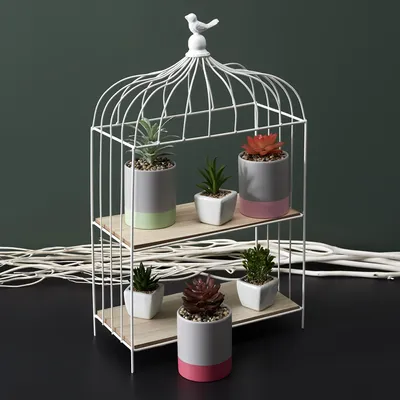 Produktbild von Dekoratives Regal Vogelkäfig aus Metall 31 x 15 x 51 cm