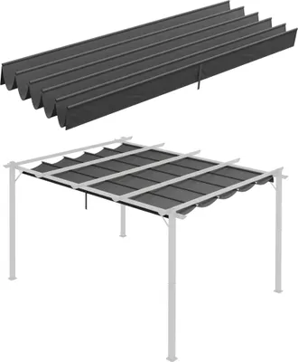 Image de Toit pergola - Toit pergola extensible - 3,5 x 2,6 m - 10 ouvertures d'écoulement - Polyester - Gris clair
