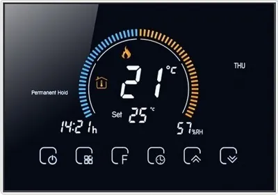 Immagine prodotto di T-Storm - Termostato intelligente Wi-Fi con display LCD a colori per caldaia a gas con contatto pulito - compatibile 86x86 e scatola rotonda da 60mm