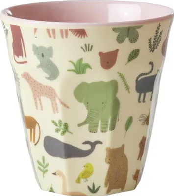 Produktbild von Rice Melamin Becher Medium - Dschungel Motiv Pink 250ml