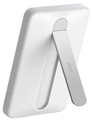 Produktbild von ESR Qi2 MagSlim 5000 mAh magnetische Powerbank mit Ständer (weiß)