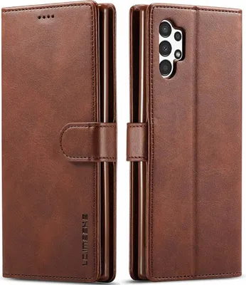 Image de Etui pour Samsung Galaxy A13 4G, étui en cuir avec fermeture magnétique et support, étui de protection Marron