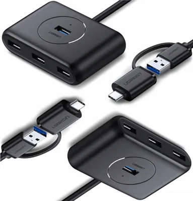 Image de Ugreen USB 3.0 + USB-C 3.1 4 Port OTG Hub Noir