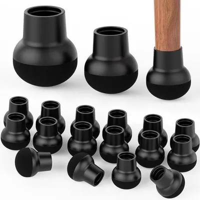 Produktbild von Famanu Stoelpootdoppen - 24 Stück - Schwarz - Silikon Schutzkappen für Stuhlbeine mit extra dickem Filz - Runde Filzdoppen für Stuhlbeine mit einem