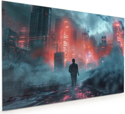Produktbild von Küchenrückwand Spritzschutz Glas mit Motiv Neonstadt 40 x 40 cm