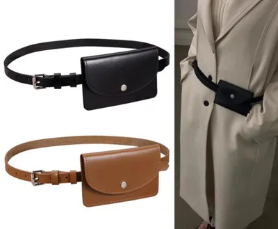 Immagine prodotto di 2 cinture elastiche senza fibbia - 105 cm - Ideali per portare una borsa a tracolla - Cintura regolabile - Adatte per jeans, pantaloni e abiti – Colore nero/marrone
