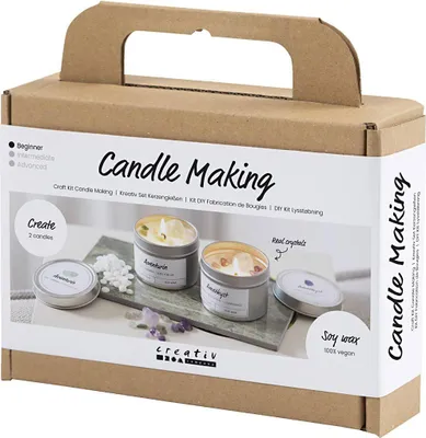 Produktbild von Creativ Company Kerzen selber machen Set - Sojakerze mit Kristallen DIY
