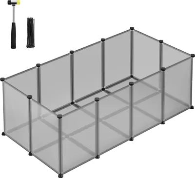 Produktbild von SONGMICS Kleintierkäfig, Freigehege mit Bodenplatten, 125 x 63 x 42 cm, grau