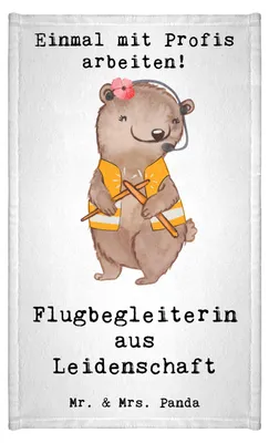 Produktbild von Mr. & Mrs. Panda Handtuch Gäste-WC Flugbegleiterin Leidenschaft - Weiß - Geschenk, Stewardess, Spruch, Beruf, Kleines, gäste wc, Witzig, Mini-Handtuch, buntes, Gästetuch