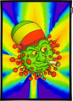 Produktbild von PSYWORK Schwarzlicht Stoffposter Neon "Jamaika Chill Virus", 0,5x0,7m