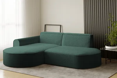 Produktbild von Ecksofa Designersofa BONDY in Stoff Ascot Petrol Ottomane Links