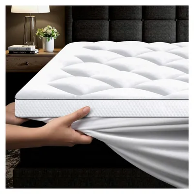 Produktbild von Matratzentopper mit Memory-Schaumpartikeln 160x200cm, 1000gsm Ultraweich mit 4 Anti-Rutsch-Ecklaschen, Hypoallergene und Maschinenwaschbare Microfaserauflage