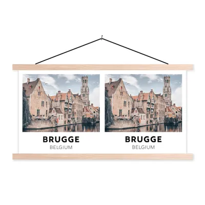 Produktbild von MuchoWow® Textilposter Belgien - Brügge - Architektur 60x30 cm mit holzfarbenen Rahmen - Dekoration