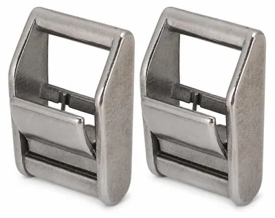 Immagine prodotto di Chiusure a molla in acciaio inossidabile 316, 2 pezzi, larghezza 25 mm. Fibbie di fissaggio per cinghie di sollevamento con portata fino a 800 kg