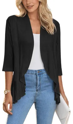 Produktbild von Strickjacke - Leichtgewicht - Dreiviertelärmel - Cardigan - Elegant - Weicher Stoff - Perfekt für Frühling/Sommer