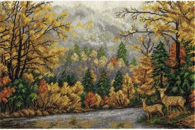 Produktbild von Panna Gobelin Stickset "Hirschenfluß", 35x23cm, Zählmuster