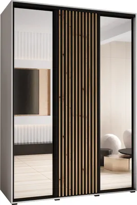 Produktbild von MEBLE KRYSPOL Lanko 2 Schrank mit 3 Schiebetüren  - 235,2x180x60 cm - Weiß Schwarz Artisan