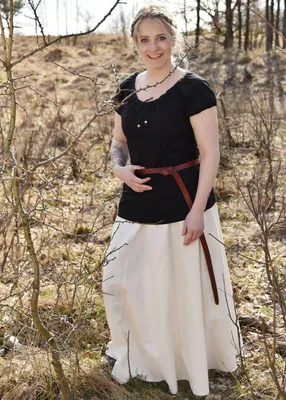 Imagen del producto de Falda medieval, de corte amplio, color natural, talla M