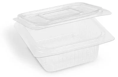 Produktbild von 100x Rechteckbecher klar mit Deckel 250 ml (rPET)