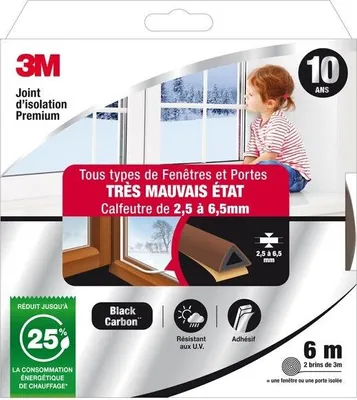 Image de Joint D'isolation Porte Et Fenetre Marron 2.5 A 6.5 Mm 6 M - Gpi 3m Bricolage Et Batiment