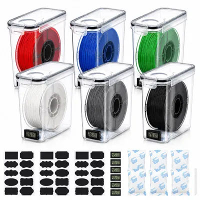 6er-Set luftdichte Filament-Aufbewahrungsboxen mit Hygrometer