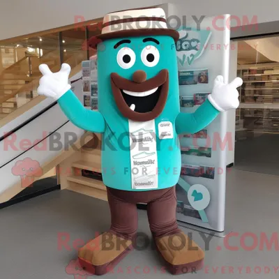 Produktbild von Maskottchenkostüm REDBROKOLY Teal Chocolate Bars mit V-Ausschnitt-T-Shirt und Schnürsenkeln