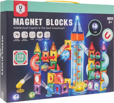 Obrázok produktu pre Magnetická panelová stavebnica s podsvietením, guličková dráha s výťahom Ramiz