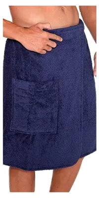 Produktbild von Saunakilt für Herren aus 100% Baumwolle (GOTS) – Saunatuch mit Klettverschluss und Gummibund – Herren Saunarock aus Frottee – Saunahandtuch, Strandtuch und Wellness-Kilt