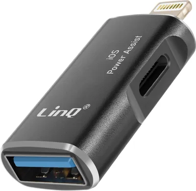 Immagine prodotto di LinQ, adattatore OTG da USB e USB C a Apple Lightning, nero