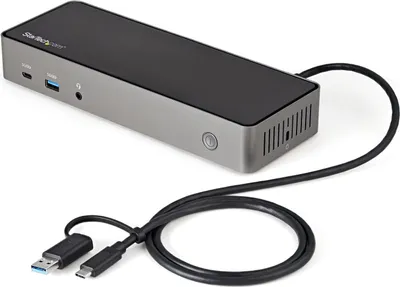 Image de StarTech.com USB-C USB-A Dock - Station d'accueil hybride universelle pour ordinateur portable à triple écran DP & HDMI 4K 60 Hz - 85W PD, GbE - Station d'accueil - USB-C - 3 x HDMI, 3 x DP - 1GbE - 85 Watt
