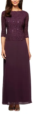 Produktbild von Alex Damen Plus Size Tea-Length Lace Mock Dress Kleid fr besondere Anlsse, Deep