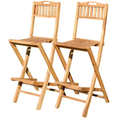 Produktbild von ALEOS. 2Stück Barhocker Bistrohocker Bistrosessel Barsessel Barstuhl klappbar echt TEAK Holz BIMA-KLAPP