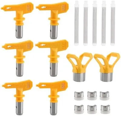 Produktbild von 13-teiliges Zubehörset für Airless-Spritzgeräte | 6 Düsen (211, 315, 417, 515, 517, 523), 5 Filter, 2 Düsenhalter, Kompatibel mit Airless-Farbspritzpistolen