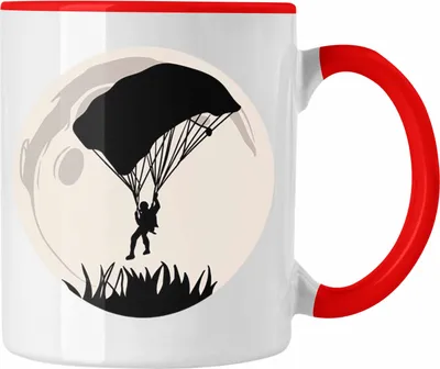 Produktbild von Trendation - Lustige Tasse für Paragliding- und Fallschirmspringer Geschenk Abenteurer (Rot)