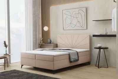 Produktbild von Boxspringbett Schlafzimmerbett PONCE 180x200cm in Stoff Riviera Nude